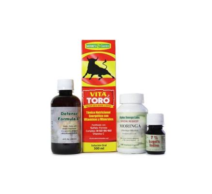 Immune System Support Bundle – EcuaMiel, VitaToro, Moringa, Lugol’s 7%, and Defense Formula A